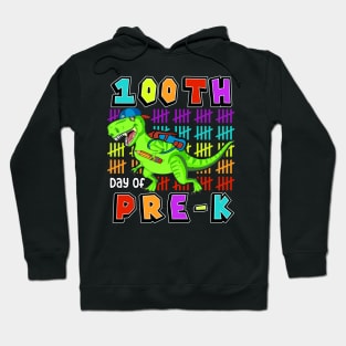 100th Day Of Pre-K, Cute Dinosaur Student Teacher Hoodie